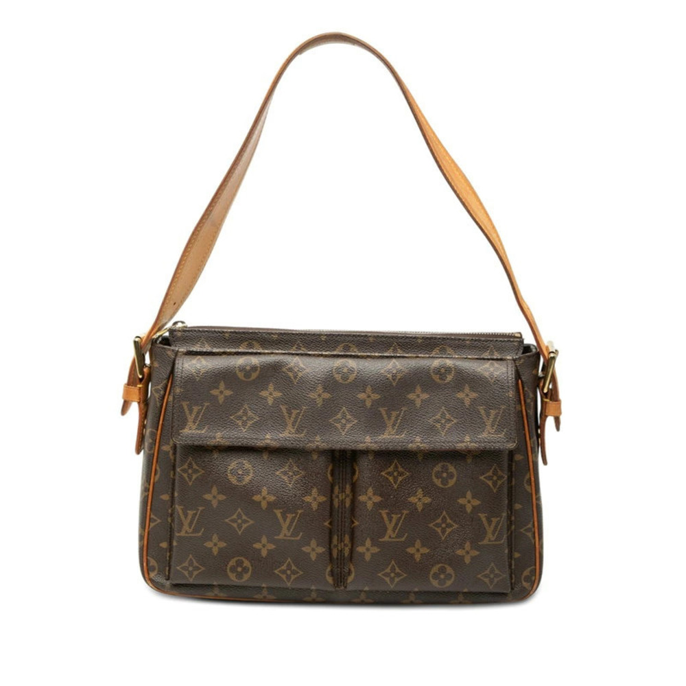 Louis Vuitton Monogram Vivacite Shoulder Bag Hobo Brown Leather